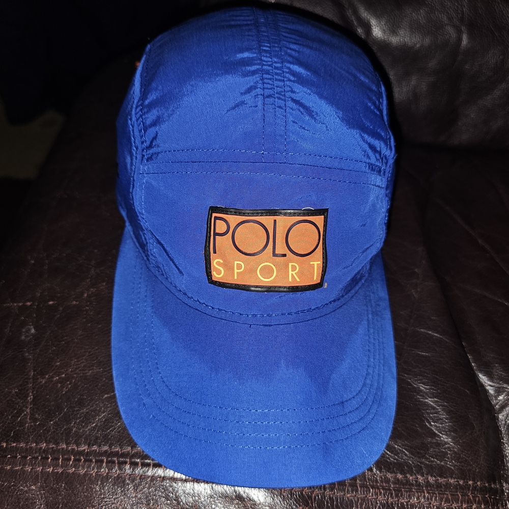 Polo Sport 5 Panel Nylon Strap Back Hat Orange Blue RARE $130obo